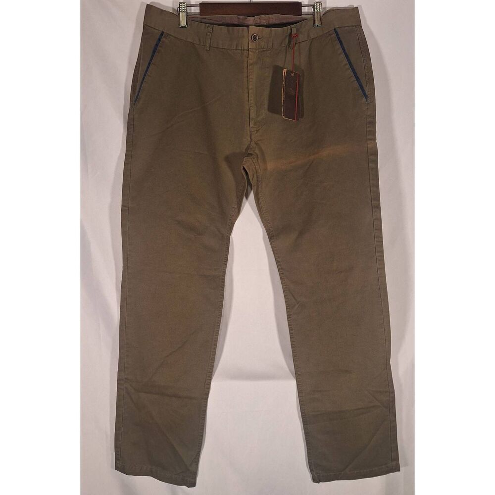 Borgo 28 Mens Houndstooth Chino‎ Olive Size 40 New Flawed